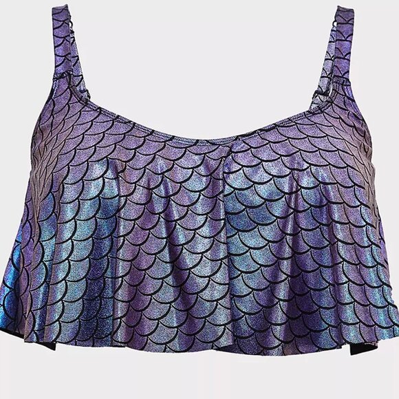 🆕🧜‍♀️ 2X Purple Iridescent Mermaid Wireless Bikini Top 2X 🧜‍♀️ - Picture 1 of 5
